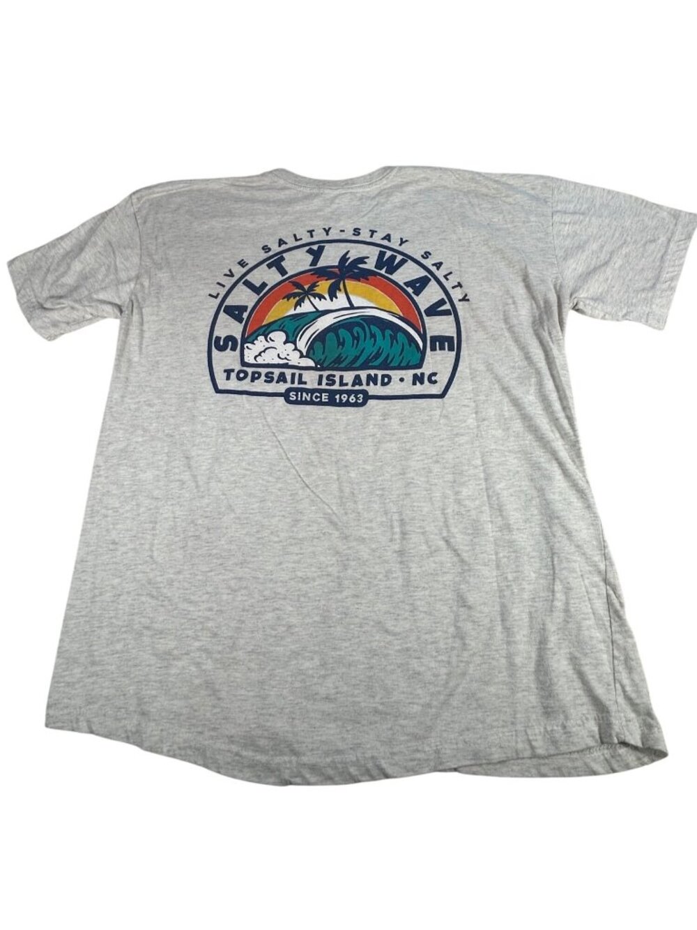 Topsail Island NC Salty Wave T-Shirt Sz XL Heather Gray Short Sleeve Crewneck